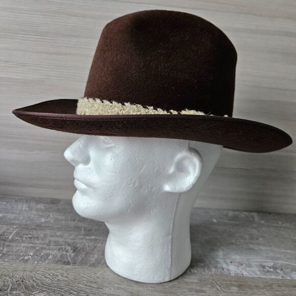Adam 101 Corral Adam Western Cowboy Felt Hat Mens Size Small 6 3/4 Pampa Brown - Picture 10 of 16